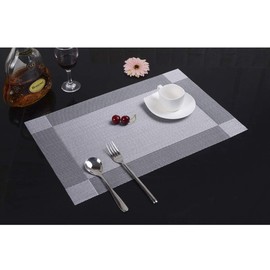 Dooppa PVC Insulation Non-slip Placemats Washable Table Mats Set of 4 (silver grey)
