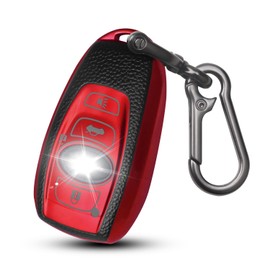 QBUC for Subaru Key Fob Cover Case with Keychain,Car Key Holder fit for Subaru Crosstrek Forester Outback Ascent Impreza Legacy BRZ WRX Sti 4 Buttons Smart Key(Red)