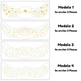 3 Plantillas Pecas Glitter Temporales Brillos Faciales Corazones Estrellas Glitter Facial Tatuaje Temporal Impermeable Maquillaje Noche Dia Fiesta Pegatinas Pecas Glitter (Modelo 3)