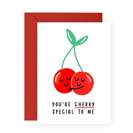 Happy Anniversary Cards - Special Friend Gifts - You're Cherry Special To Me - Best Friend Birthday Card - Cute Greeting Cards For Boyfriend Girlfriend Couples - Valentines Card - Comes With Stickers