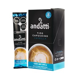 Capuchino Soluble andatti Sachet con 8 sobres de 25 gramos c/u (Vainilla)