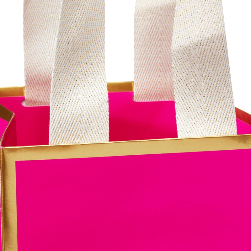 Papyrus 14" Wine Gift Bag (Pink and Gold) for Birthdays,