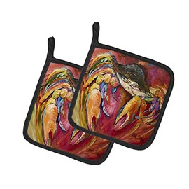 Caroline's Treasures JMK1249PTHD Crab Stars Pair of Pot Holders Kitchen Heat Resistant Pot Holders Sets Oven Hot Pads for Cooking Baking BBQ, 7 1/2 x 7 1/2