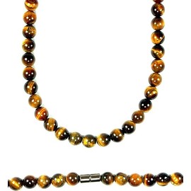 Auras by Osiris Yellow Tiger Eye Necklace for Women | Mens Gemstone Beaded Necklaces | Healing Crystal Jewelry | 30 inches, 8mm