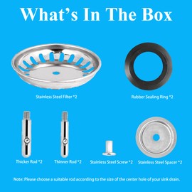 [2 Pack] IUYPKQ Kitchen Sink Strainer - Sink Drain Stopper - Kitchen Sink Plug with Anti-Clogging Basket - Bouchon Evier Cuisine