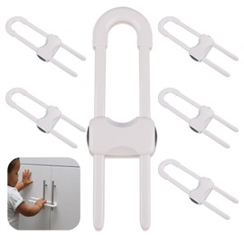 Yisscen Pack of 6 U-shaped sliding door locks, baby cabinet door lock, child safety lock, baby door handle lock, cabinet lock, multifunctional cabinet handle lock for drawers