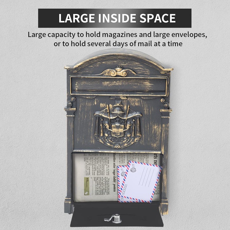 Yoocabinet Wall Mount Mailbox, Large Capacity Mailbox for Outside,Aluminum and