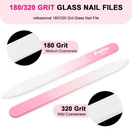 Glass Nail Files for Natural Nails，1Pack Double Sided 180/320 Crystal Nail Filer with Case,Professional Fingernail Files for Women Girls Gifts (Pink)