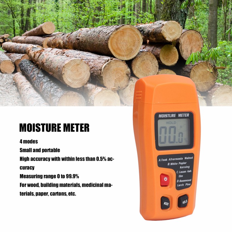 Wood Moisture Meter High Accuracy 4 Modes Orange Moisture Detector