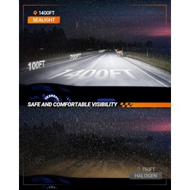 SEALIGHT 9005 9006 Fog Light Bulbs, 56,000LM Super Bright Dual Beam HB3 H9 Fog Light Bulbs Combo for ATV/UTV, Plug and Play, Pack of 4