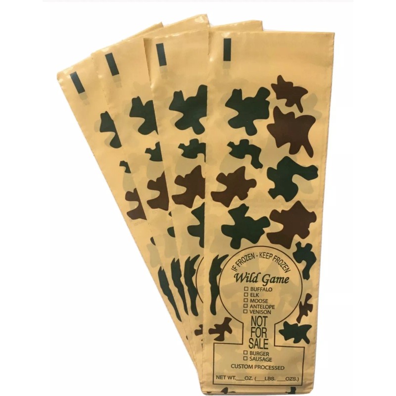 Bunzl CAMO PRINT WILD GAME GROUND MEAT FREEZER CHUB BAGS