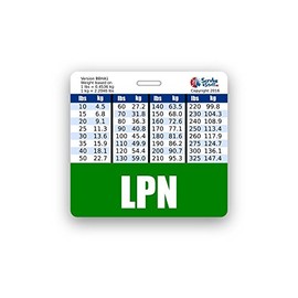 LPN Badge Buddy Horizontal w/Height & Weight Conversion Charts (Green)