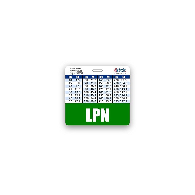 LPN Badge Buddy Horizontal w/Height & Weight Conversion Charts (Green)