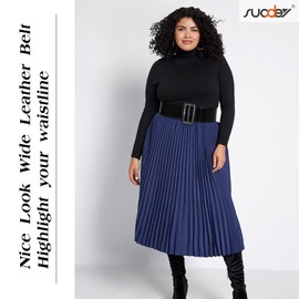 SUOSDEY Women Patent Leather Belt, Fashion Wide Waist Belt Cinch Belt for Dress Coat with Square Buckle black