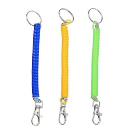 DYTHHN 3Pcs Colorful Stretchy Keyring Clip High Elastic Coiled Cord Lanyard Keyring Safe Holder Stretchy Spiral Keychain Theftproof Anti-Lost Spiral Keyring for School Work