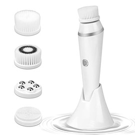 Cepillo de Limpieza Facial, Limpiador Facial Electrico Recargable, Cepillo Limpiador Facial Impermeable, Cepillo Facial Giratorio de 360° con 3 Modos,
