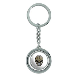 GRAPHICS & MORE Power Rangers White Ranger Helmet Keychain Spinning Round Chrome Plated Metal