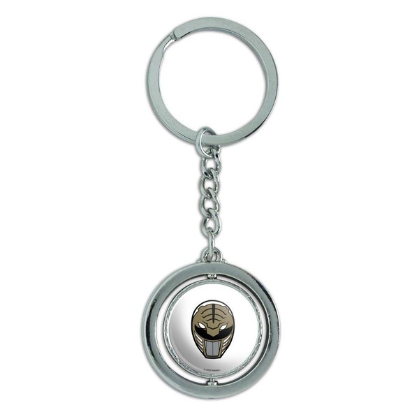 GRAPHICS & MORE Power Rangers White Ranger Helmet Keychain Spinning