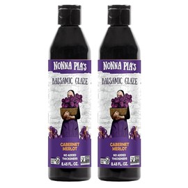 Nonna Pia’s Cabernet Merlot Balsamic Glaze - IGP Certified Balsamic Vinegar of Modena - Full-Bodied Flavor - Perfect for Burgers & Grilled Meats - Non-GMO, Gluten-Free - 8.45oz (Pack of 2)