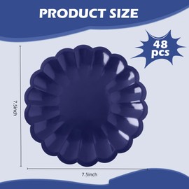 AllReal 48 Pcs Navy Blue Scalloped Disposable Party Paper Plates