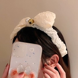 JWICOS Satin Hairband, Knot Headband for Women and Girls with Ivory Color