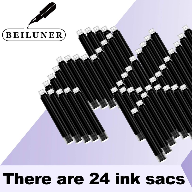 BEILUNER Fountain Pen Set Ink Cartridges Black Color, Value Pack