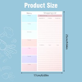 Thboxes Magnetic Weekly Meal Planner and Shopping List Pad for Fridge, 52 Sheets Tear-Off Food Planner Undated Magnetic Notepad for Fridge, for Meal Planning Shopping, 25 X 17 Cm, 1 Year of Use