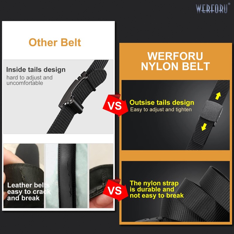 WERFORU Nylon Belt for Men 2 Pack Military Tactical Belt