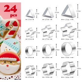 absolove Set of 24 Cookie Cutters, 8 Styles Mini Cookie Cutters, Christmas Set, Stainless Steel Cookie Cutter for DIY Sanwich, Vegetables, Fruits, Fondant