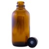 Amber Glass Bottle 4 oz – Boston Round with Black