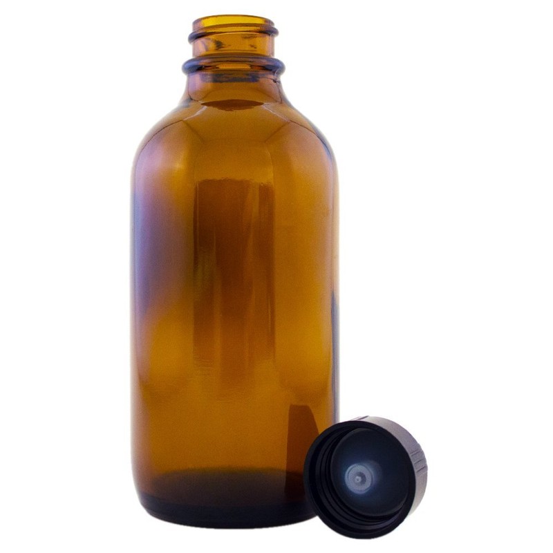 Amber Glass Bottle 4 oz – Boston Round with Black