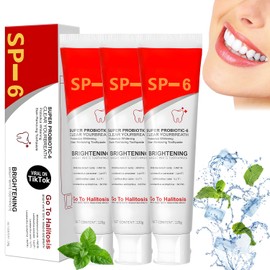 Pasta de Dientes Ultra Blanqueadora Sp-6, Blanqueadora Probiótica, Elimina Manchas, Aliento Fresco y Dientes Saludables, Limpieza Profunda 120 g (3 Piezas)