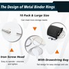 10 Pcs 6Inch Metal D-Shaped Binder Rings with Black Drawstring