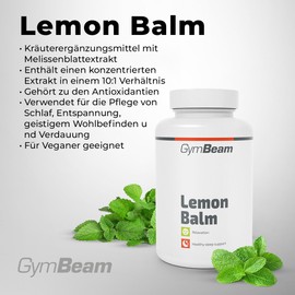 GymBeam GymBeam Zitronenmelisse (Kapseln) - 1000 mg pro Tagesdosis, hochdosierter Melissa Officinalis Pflanzenextrakt 10:1, Kr?utererg?nzungsmittel fr Schlaf, Entspannung, Verdauung, 90 caps