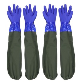 Ebekt Long Rubber Gloves, 2 Pair Set, Work Gloves, Waterproof, Fisheries Fishing, Dismantling, Dishwashing, Car Washing, Gardening, Unisex