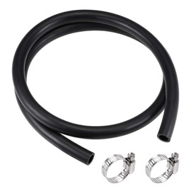 sourcing map Lubricating Oil Hose 10mm ID 14mm OD 3.3ft Rubber Water Hose Black, 2 Clamps