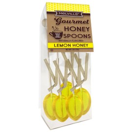 Melville Candy All Natural Honey Spoons & Lollipops on Wooden Ball Sticks – Gluten-Free, Made in USA Stirrers for Tea, Coffee, & Hot Beverages - Individually Wrapped (Lemon)