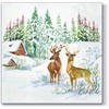 20 Napkins Deer in Snow Landscape / Animals / Winter / Christmas 33 x 33 cm