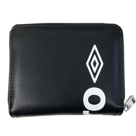 Umbro Wallet, Double Logo, Bill Compartment, Round Zipper, Bifold Wallet, Brand Plate, Logo, Men's, Women's, Boys, Unisex, Black