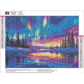 MXJSUA Ice Lake Aurora Diamond Painting Kits for Adults, DIY Round Diamond Gem Art Kits, Diamond Dots Drill Art Kits Completes for Beginners Picture Craft for Home Wall Decor 12x16 inch