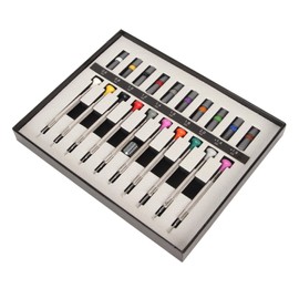 ZJchao Watch Screwdriver Set, 10Pcs Precision Screwdrivers with 8 Slots and 2 Steel Tools, Includes 10 Extra Blades for Watch Repair Jewelry Fixing Eyeglasses Electronics Maintenance
