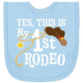 inktastic Yes, This Is My 1st Rodeo- Cowboy Hat with Red Band, Lasso Newborn Bib Light Blue 35612