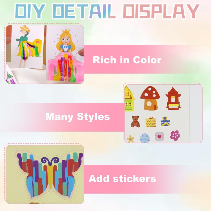 DGMI 35pcs Rainbow Scratch Art, Scratch Pictures for Children, Rainbow
