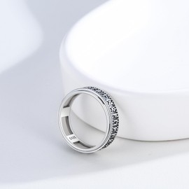 REDSUN Men's Viking Rings 925 Sterling Silver Viking Rune Finger Ring Viking Runes Spinner Ring Friendship Ring Nordic Viking Character Classic Boys Men Jewellery Gift, Sterling Silver, 1