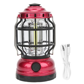 Vintage COB Camping Lantern USB Charging Waterproof Portable Handle Retro Portable Camping Lantern for Outdoor Emergency Red