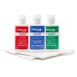 NOVUS-PK1-2 | Plastic Clean & Shine #1, Fine Scratch Remover #2, Heavy Scratch Remover #3 and Polish Mates Pack | 2 Ounce Bottles