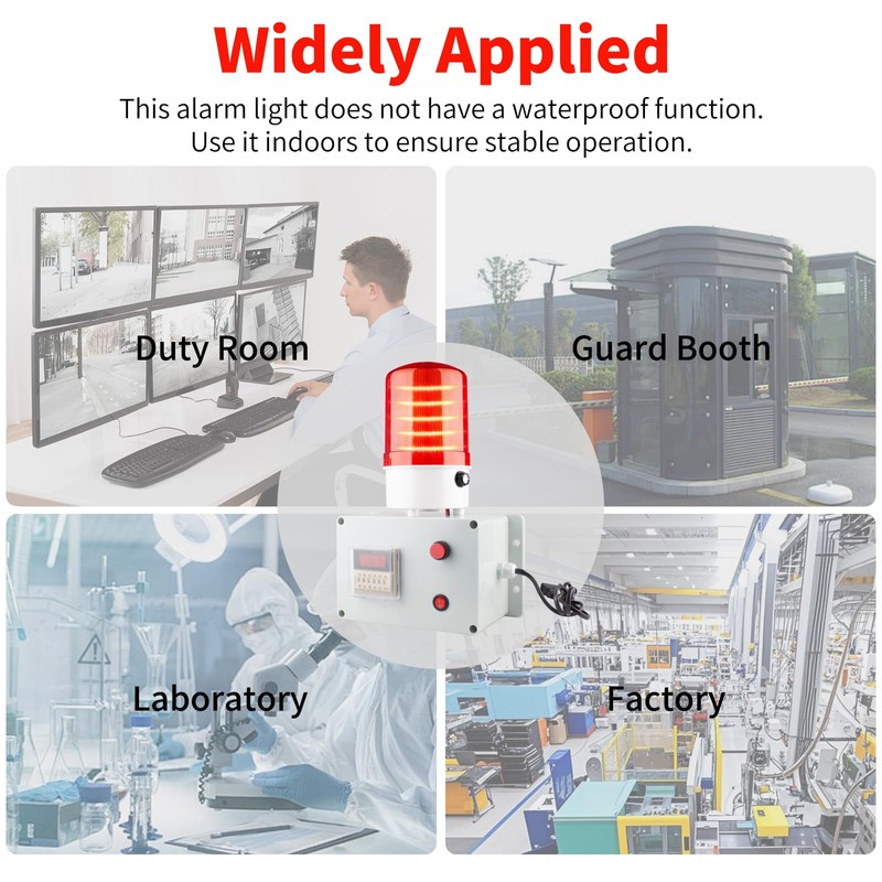 Cycle Timer Alarm with Flashing Light - 0-110dB Adjustable Siren,