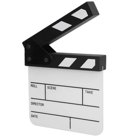 Movie Film Clap Board, 5.9 x 6.5 Inch Acrylic Film Clapboard, Cut Action Scene Clapper Board with Pen, for Film Recording