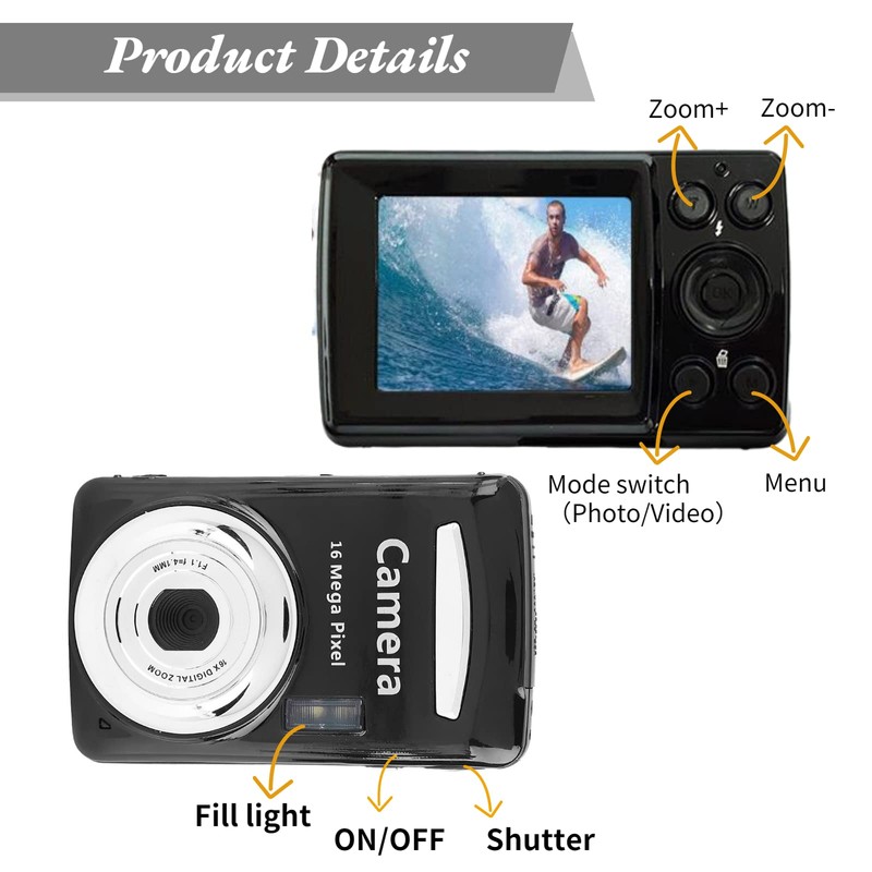 Mini Video Camera, 2.4 Inch LCD Screen, Digital Camera with
