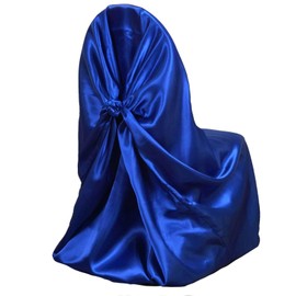 Balsa Circle Patriotic Veterans Day 12 pcs Royal Blue Universal Satin Chair Covers Slipcovers 4th of July Party Ceremony Decorations